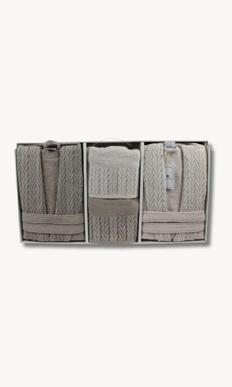 Sena Beige/Hellbeige Bademantelset 6 teilig