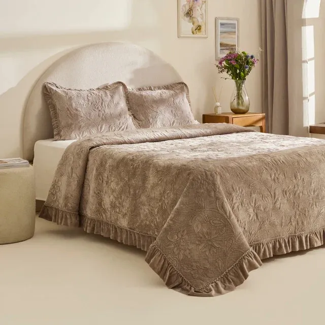 Karaca Audrey Grey Tagesdecke Set 3 teilig 230x240cm