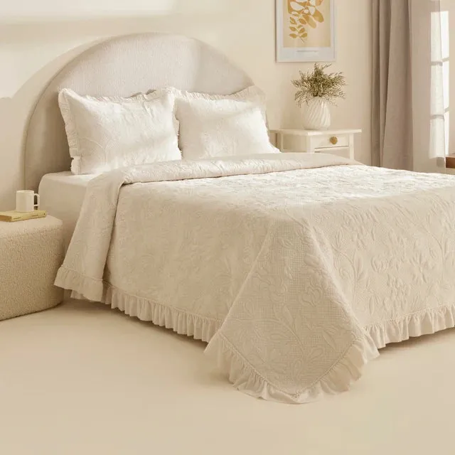 Karaca Audrey Ecru Tagesdecke Set 3 teilig 230x240cm