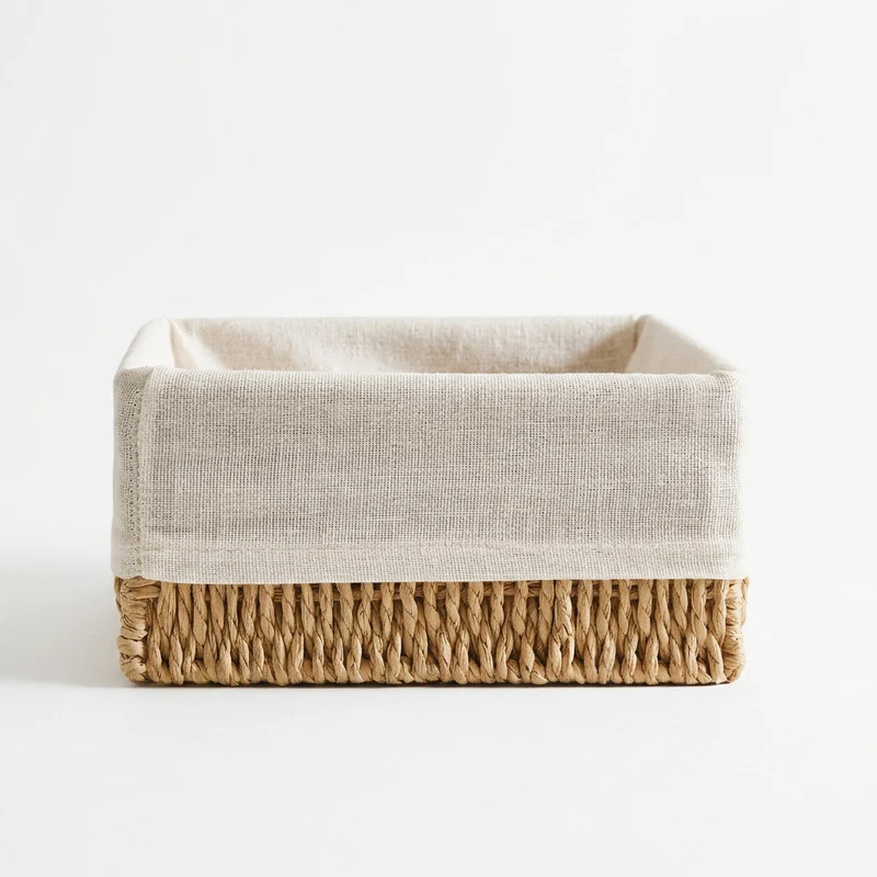 Aufbewahrungskorb quadratisch -BOHO- mit Leinenfutter