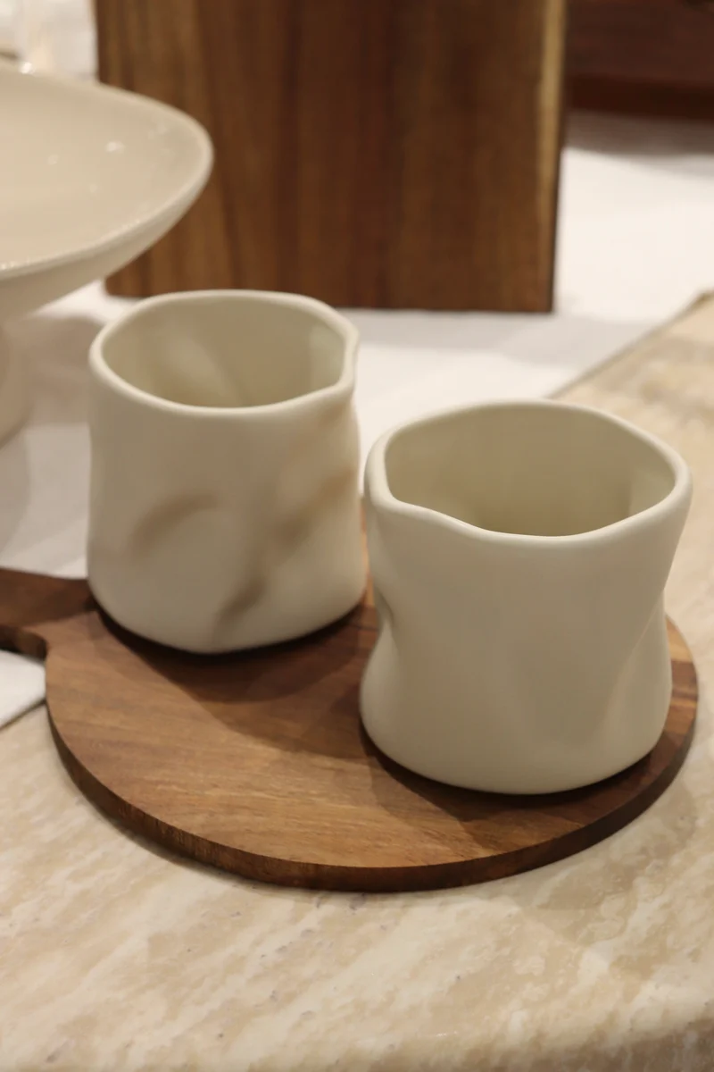 2er Set Wave Matt Cream Keramiktasse