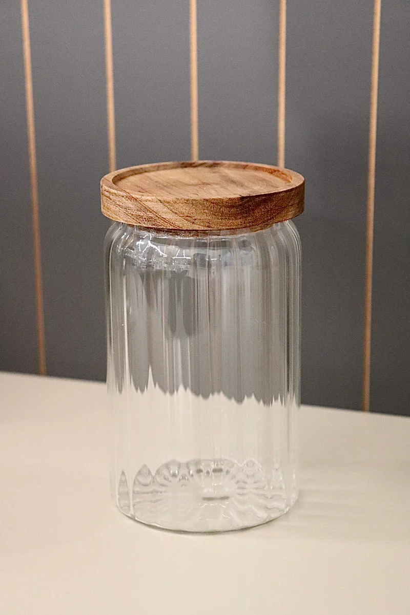Glas Vorratsdose mit Akaziedeckel 700ml