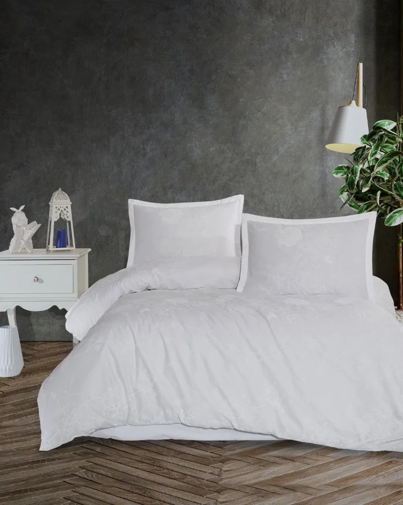 Melis Weiss Bettwäscheset 4 teilig für Doppelbett 200x220cm