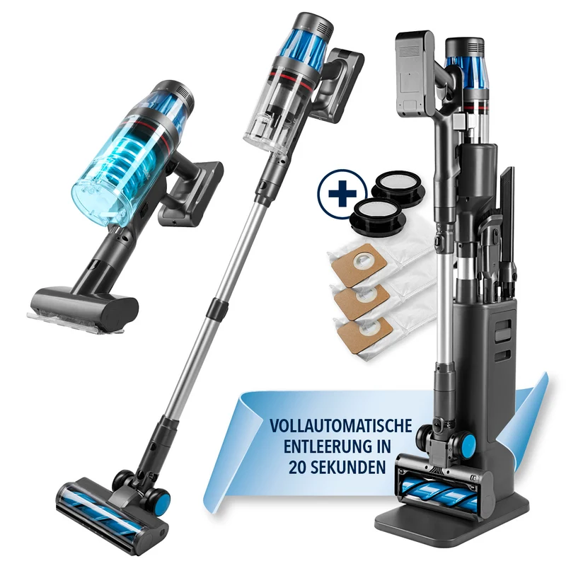 AeroTech 500 Staubsauger mit Absaugstation – Grau-Silber