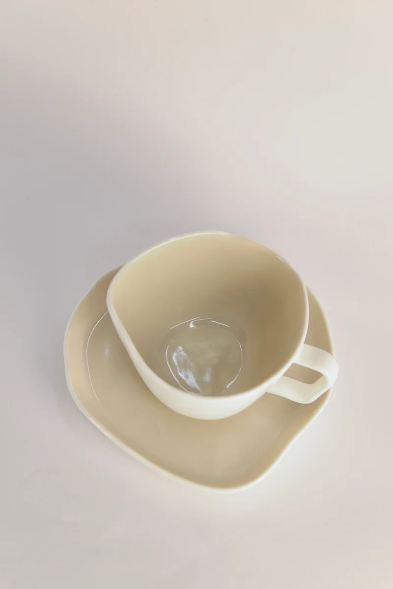 Bonnes White/Beige Kaffeeset 12 teilig für 6 Personen
