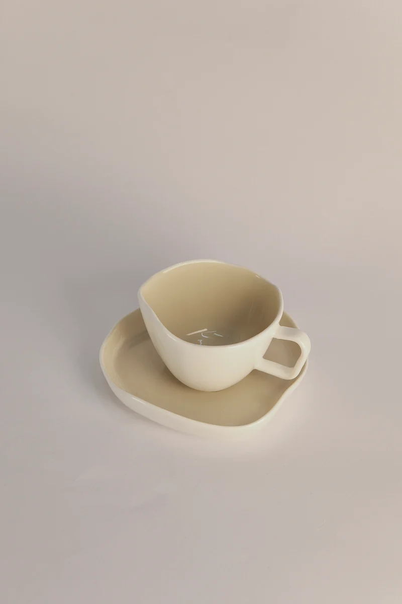 Bonnes White/Beige Mokkaset 12 teilig für 6 Personen