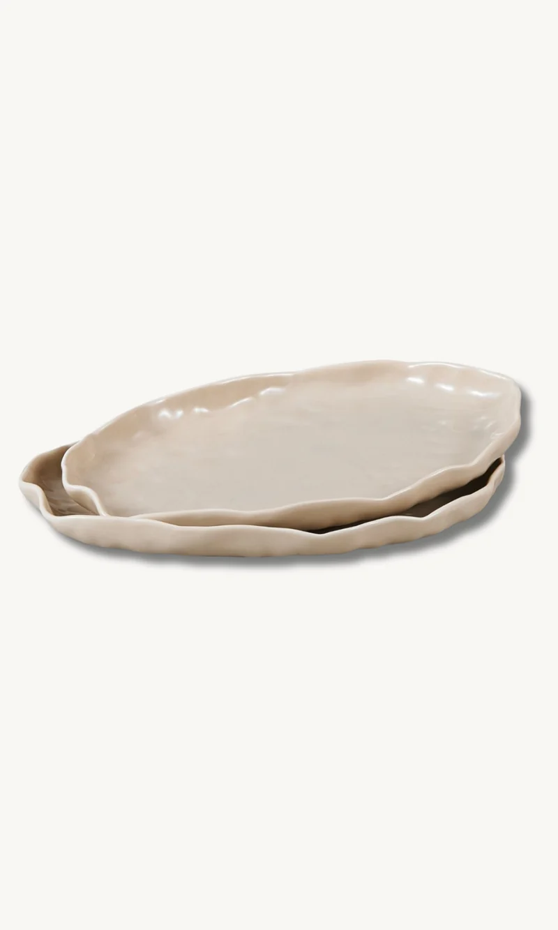 Angles Beige Porzellan Servierplatten Set 2 teilig 24,3cm