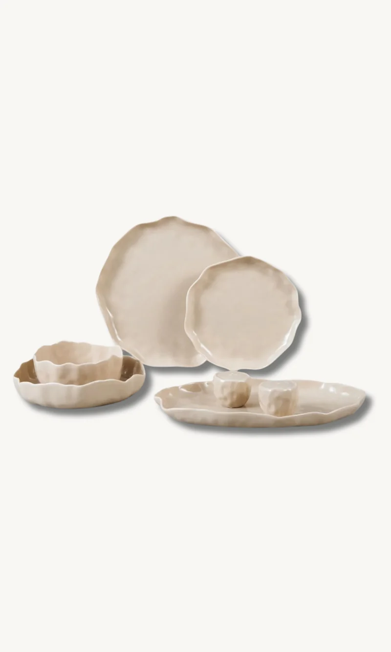 Angles Beige 27 teiliges Tafelservice für 6 Personen