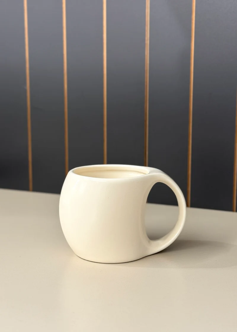 2er Set Aesthetic Cream Keramiktasse mit Henkel