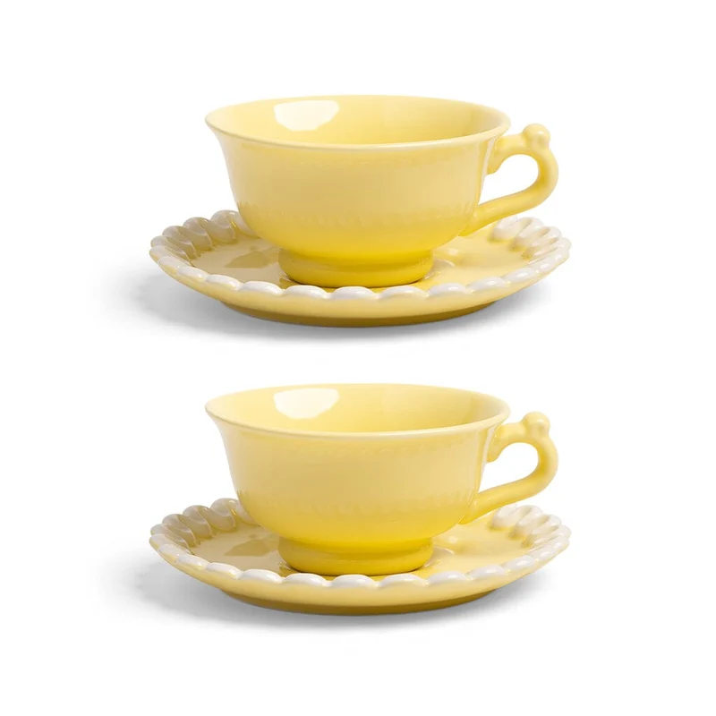 &Klevering - Sahnebecher und Untertasse - Gelb - 2er-Set