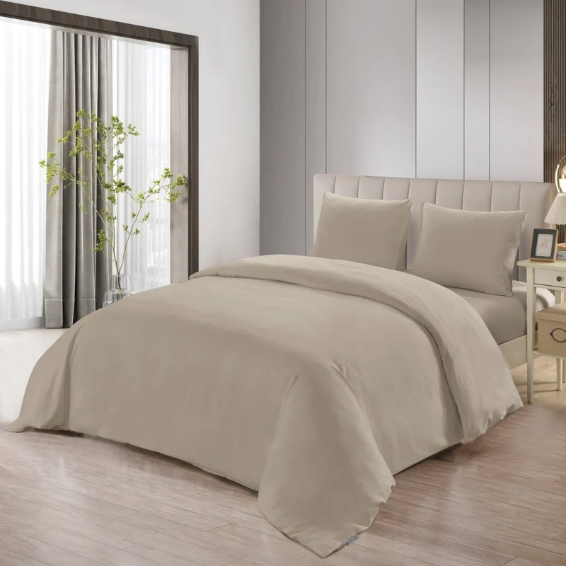 Sade Beige Bettwäscheset 4 teilig für Doppelbett 200x220cm