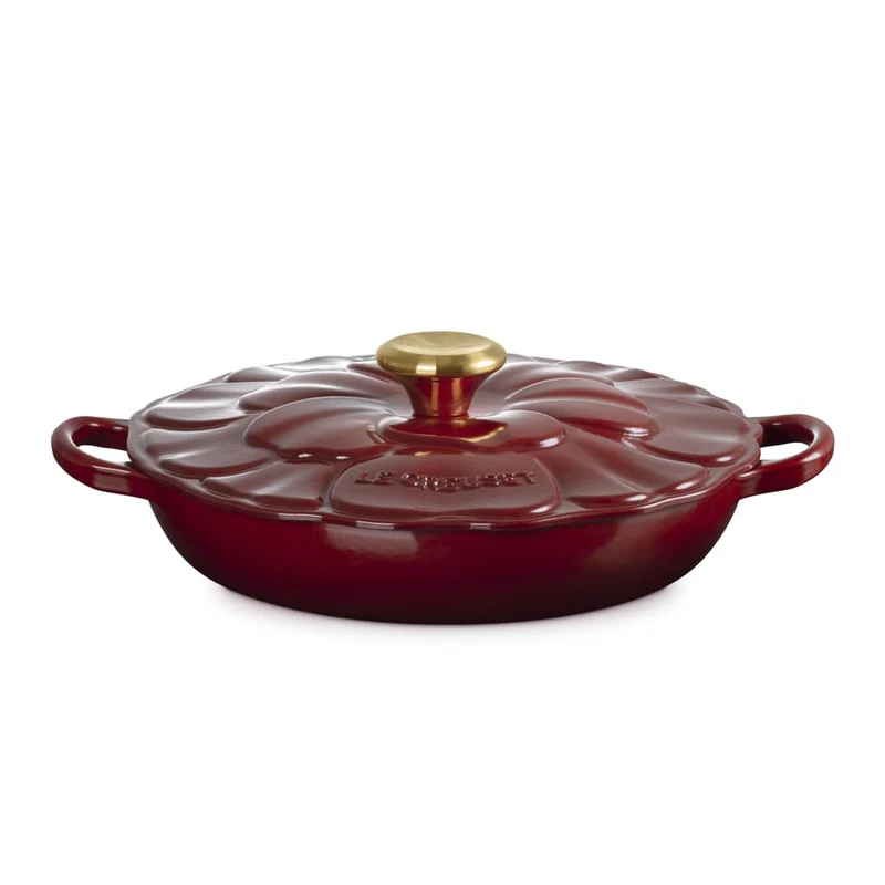 Le Creuset - Signature Campagnard Schmortopf Blüte - Granat - 26 cm