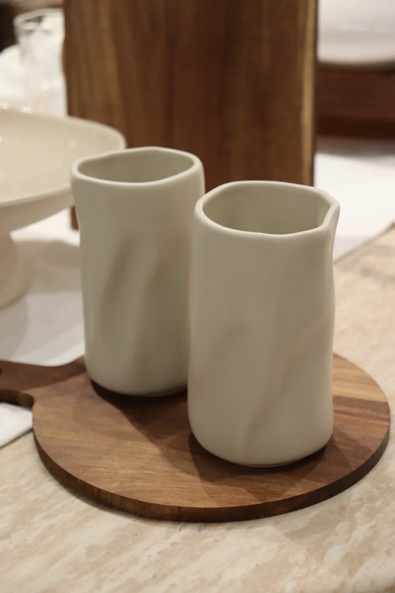 2er Set Wave Long Matt Cream Keramiktasse