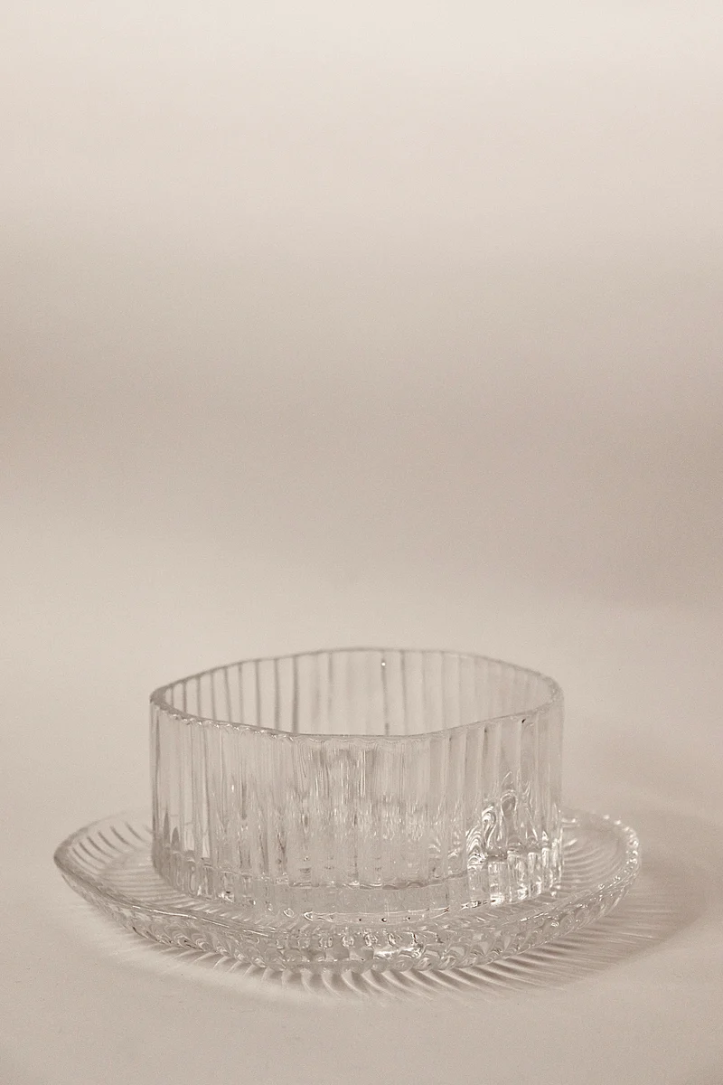 6er Glasschalen + Untersetzer Set Wavy Ripple