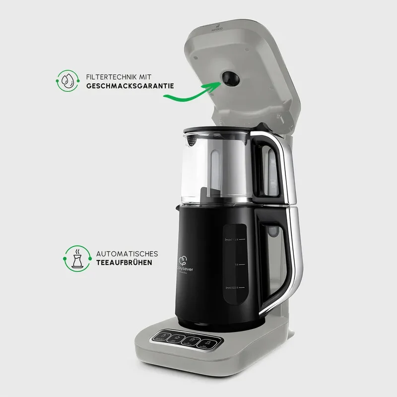 Karaca Caysever Robotea Pro 4 in 1 sprechender automatischer Teekocher Wasserkocher und Filterkaffeemaschine Starlight