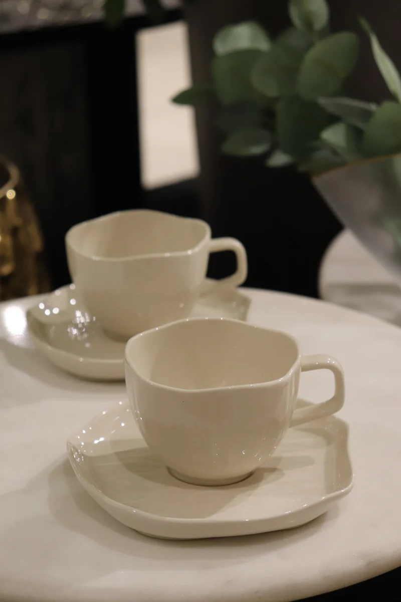Cermico Beige Kaffeetassenset 12 teilig für 6 Personen