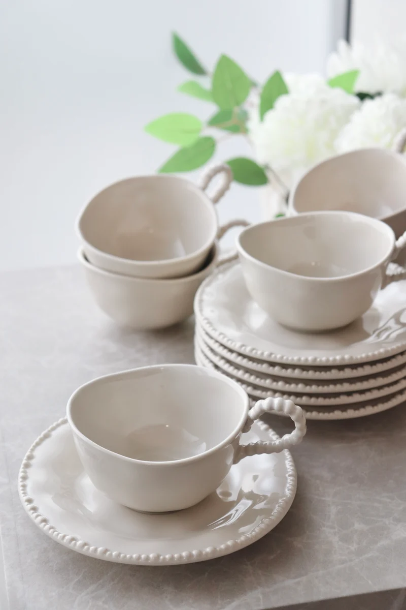 Pearls White Mokkaset 12 teilig für 6 Personen
