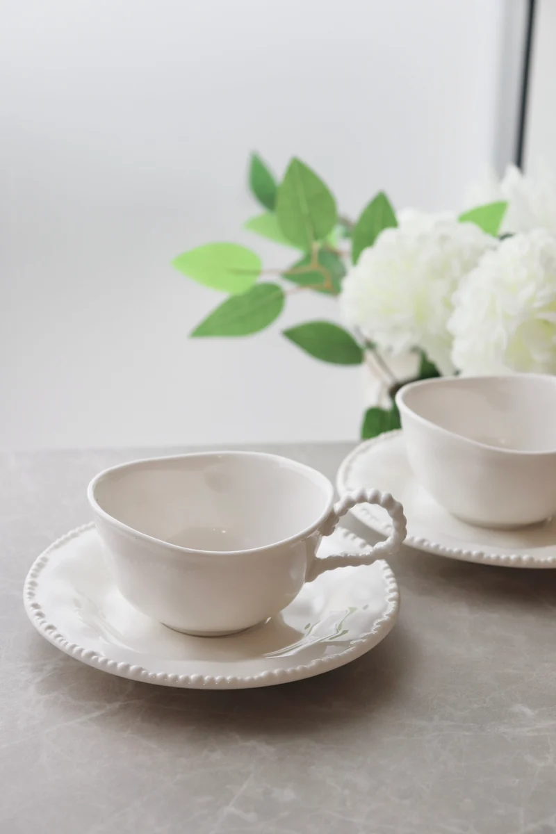 Pearls White Kaffeetassenset 12 teilig für 6 Personen