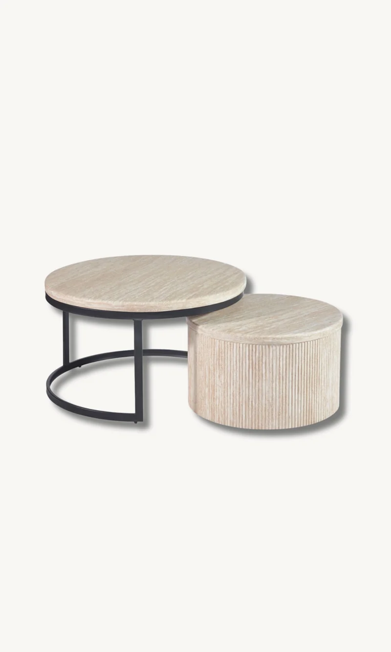 Manzano Travertin Couchtisch 2er Set