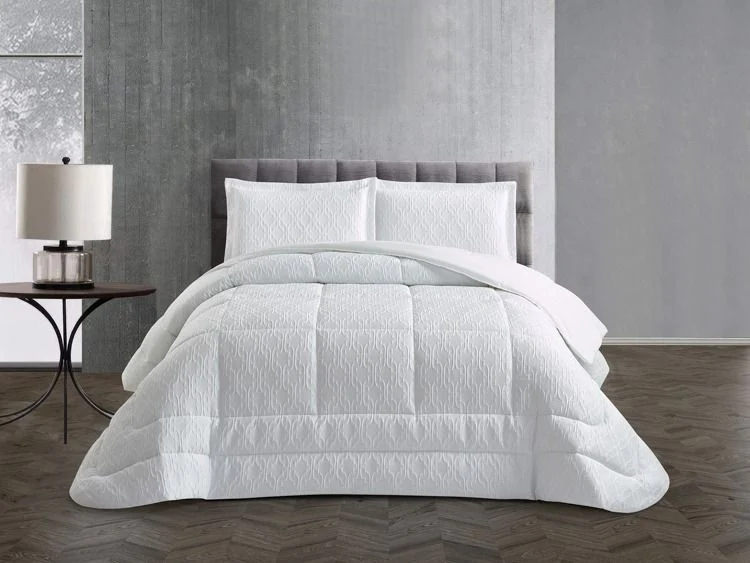 Erva Weiss Tagesdecke Set 3 teilig 260x240cm