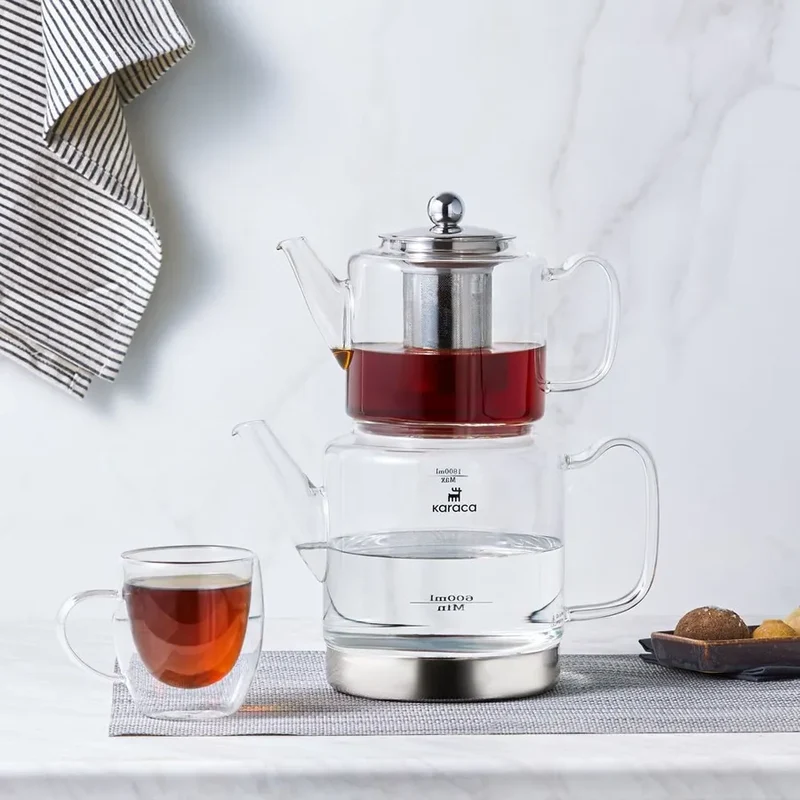 Karaca Dora XL Glas Teekanne Set induktionsgeeignet