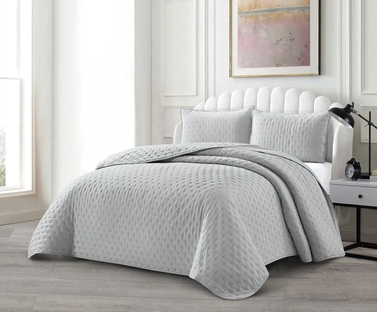 Deren Grau Tagesdecke Set 3 teilig 250x240cm