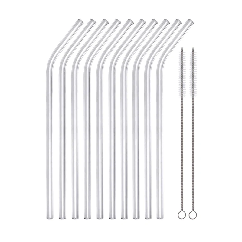 12 teilig Glas Trinkhalm Set