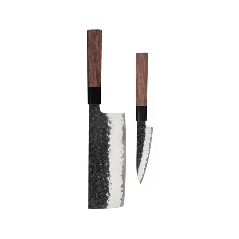 Shinrai Knives – Kurayami 2-teiliges Damastmesser-Set – Nakiri + Schälmesser