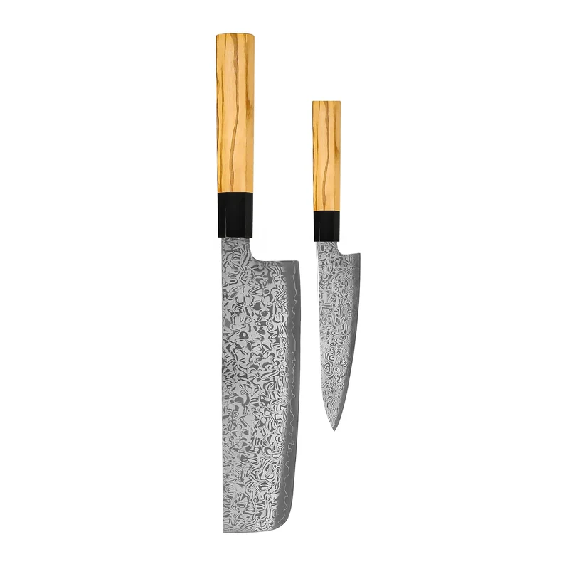 Shinrai Knives – Takumi Kaza 2-teiliges Damastmesser-Set – Nakiri + Schälmesser