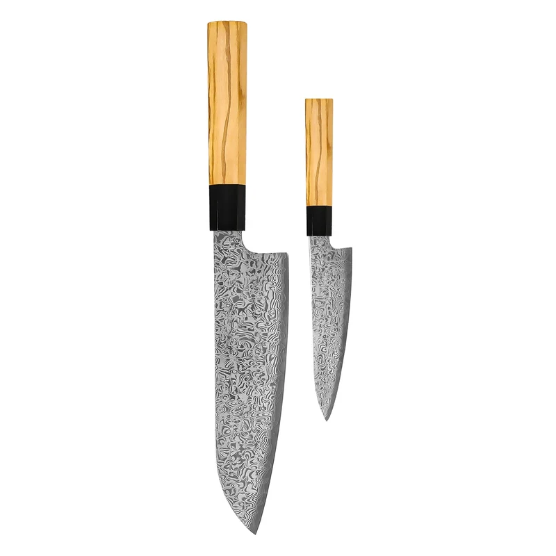 Shinrai Knives – Takumi Kaza 2-teiliges Damastmesser-Set – Santoku + Schälmesser