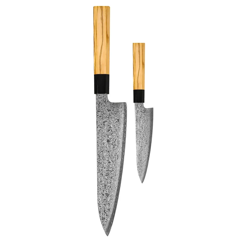 Shinrai Knives – Takumi Kaza 2-teiliges Damastmesser-Set – Kochmesser + Schälmesser