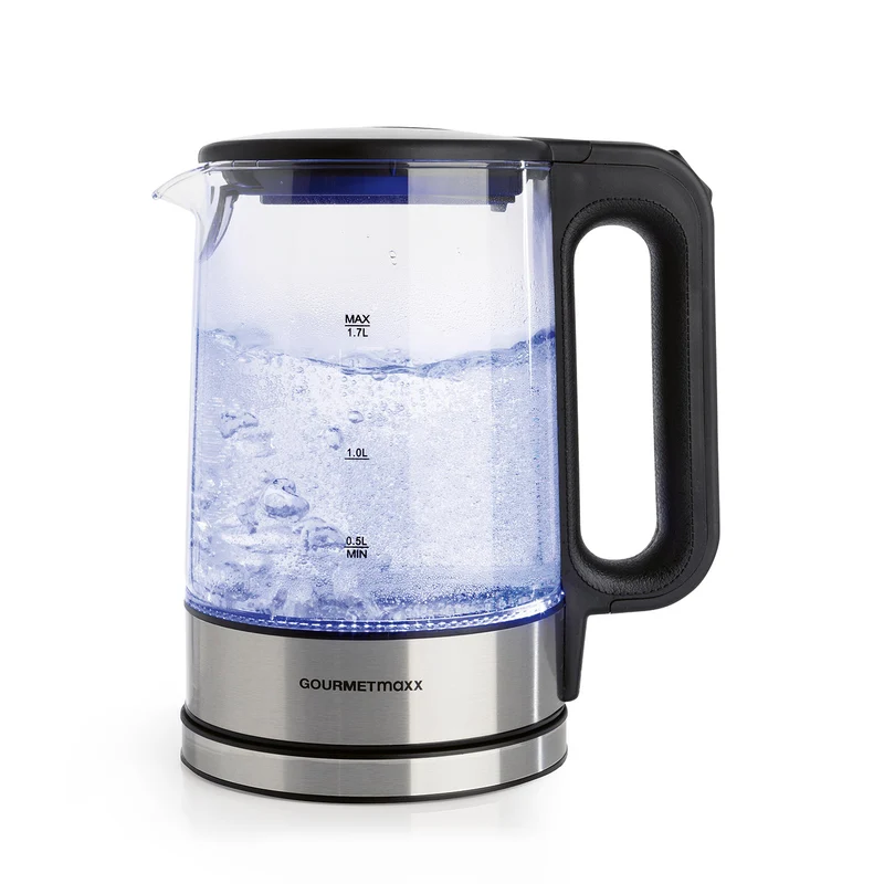 Glas-Wasserkocher LED 1,7l - Edelstahl/schwarz