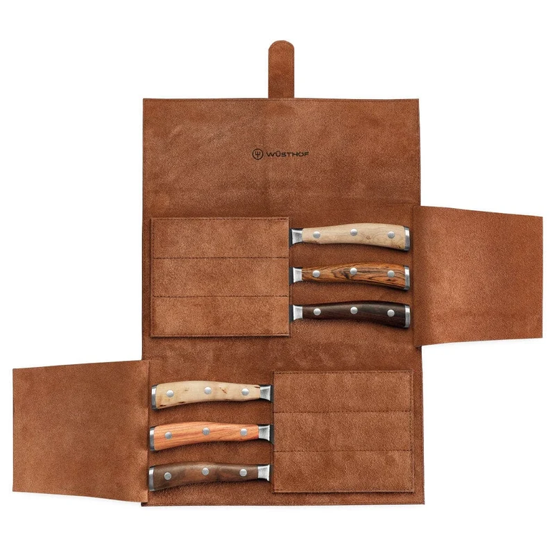 Wüsthof - Ikon Steakmesserset 6-teilig + Ledermessertasche