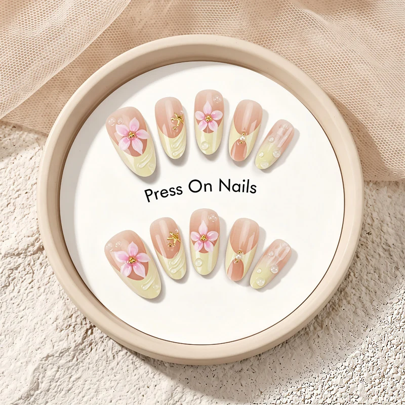 Blumen-Themen Press-On Nagelkunst Set Karnz