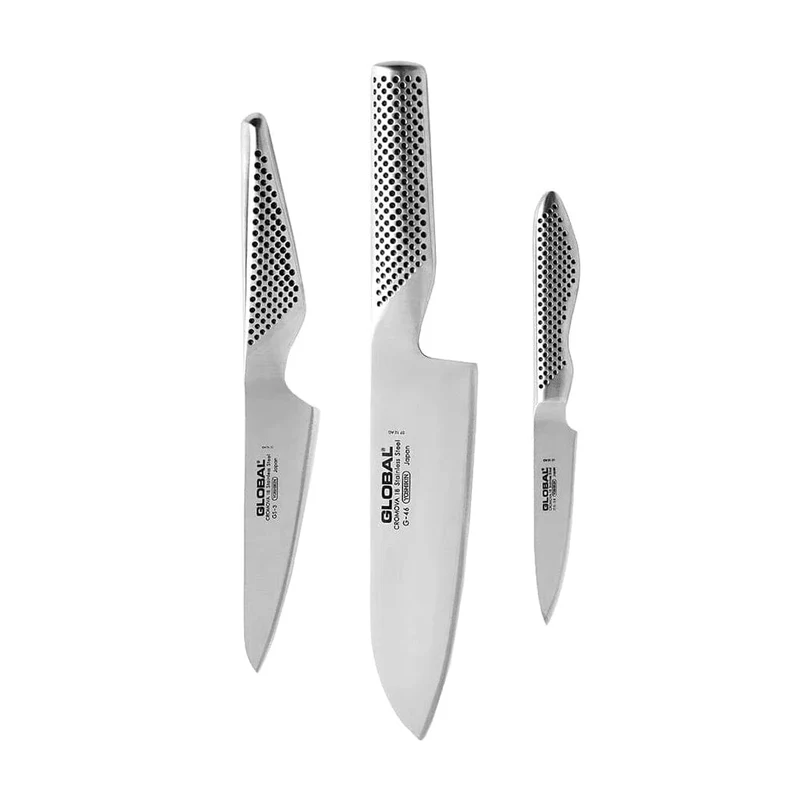 Global - G-46338 Santokumesser + Steakmesser + Schälmesser