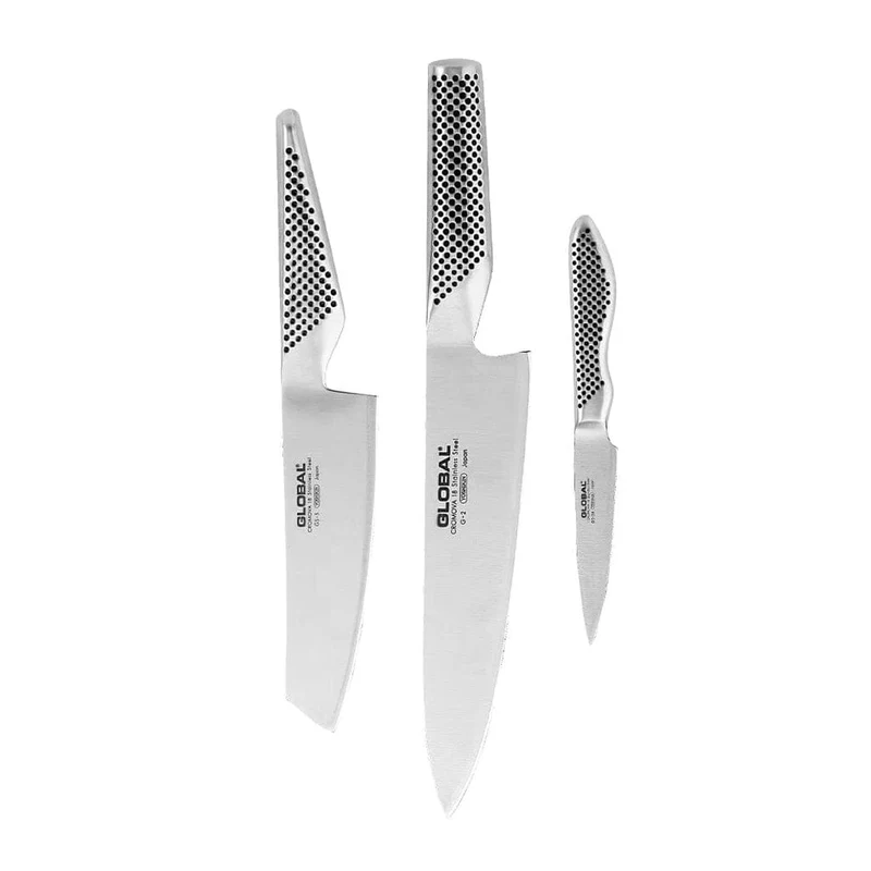 Global - G-2538 Kochmesser + Gemüsemesser + Büromesser
