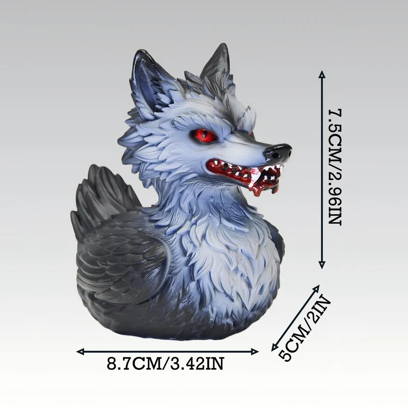 Gruselige Gummi-Ente mit Wolf-Motiv Karnz