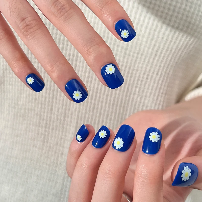 Kunstvolle Nagelkunst mit Gänseblümchen-Design Karnz
