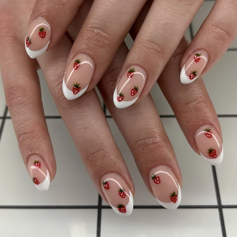 Kunstvolle Nagelkunst mit Erdbeer-Motiv Karnz