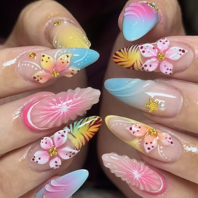 Tropisch inspirierten 3D Nagelkunst Verlängerungen Karnz