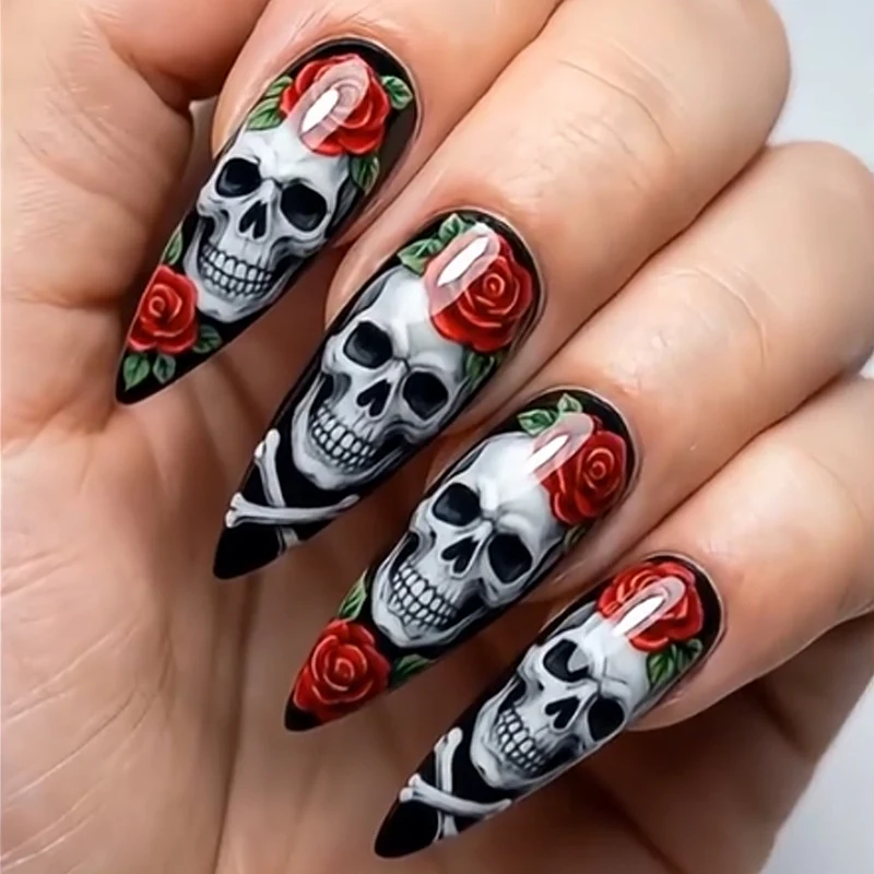 Gothic Skull und Rose Nail Art Set Karnz