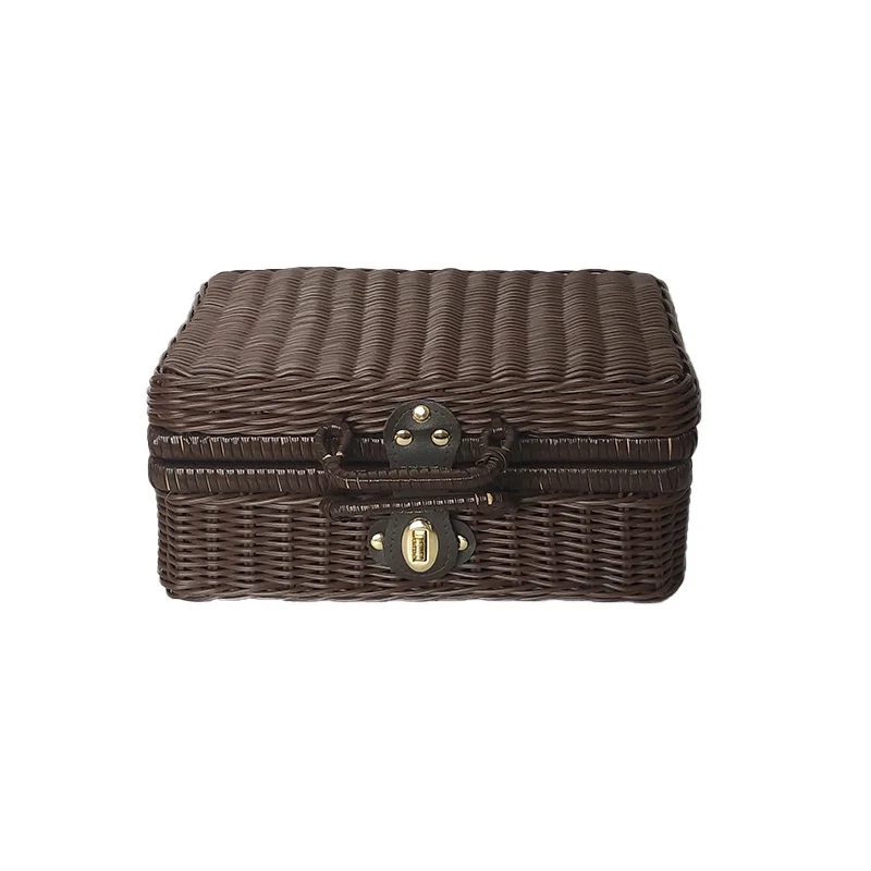 Vintage Rattan Aufbewahrungstruhe Karnz