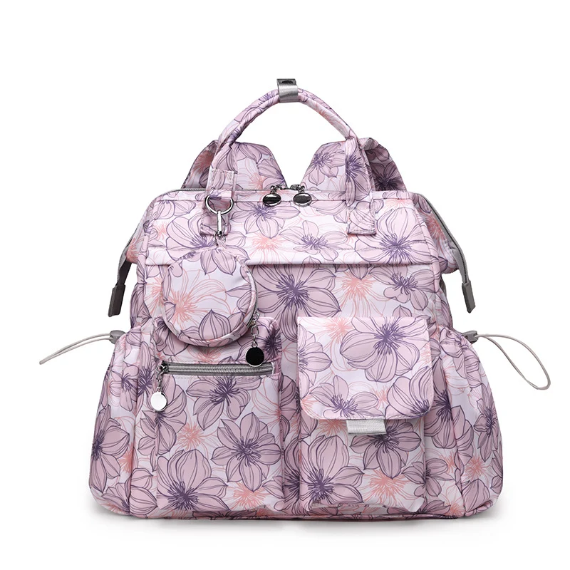 Blumenmuster Multi-Taschen Wickelrucksack Karnz