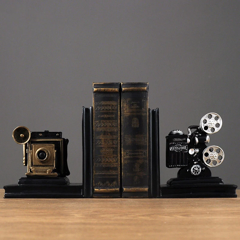 Vintage Kamera und Filmprojektor Buchstützen