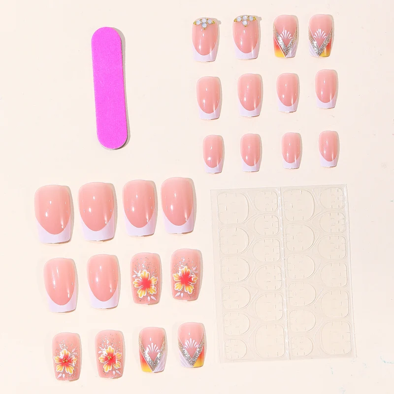 Elegante Florale Französische Spitze Nagelkunst Karnz