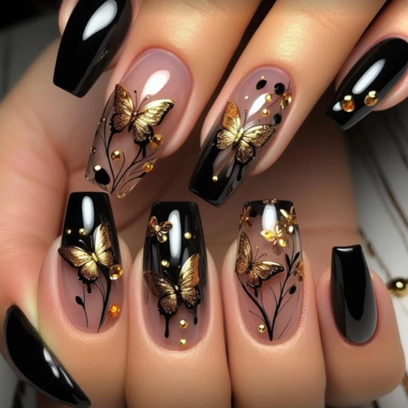 Elegante Schmetterlings-Themen 3D Nagelkunst Extensions Karnz