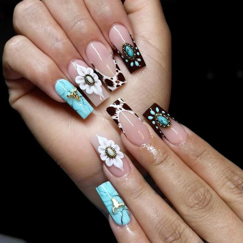 Bohemian Floral Nagelkunst Erweiterungen Karnz
