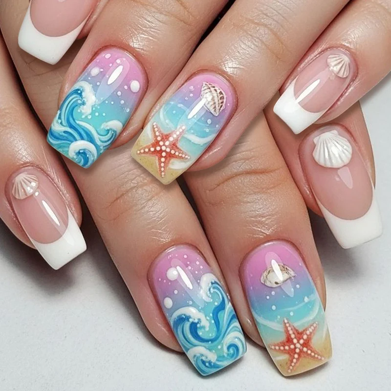 Beach-Inspired 3D Nagelkunst Set Karnz