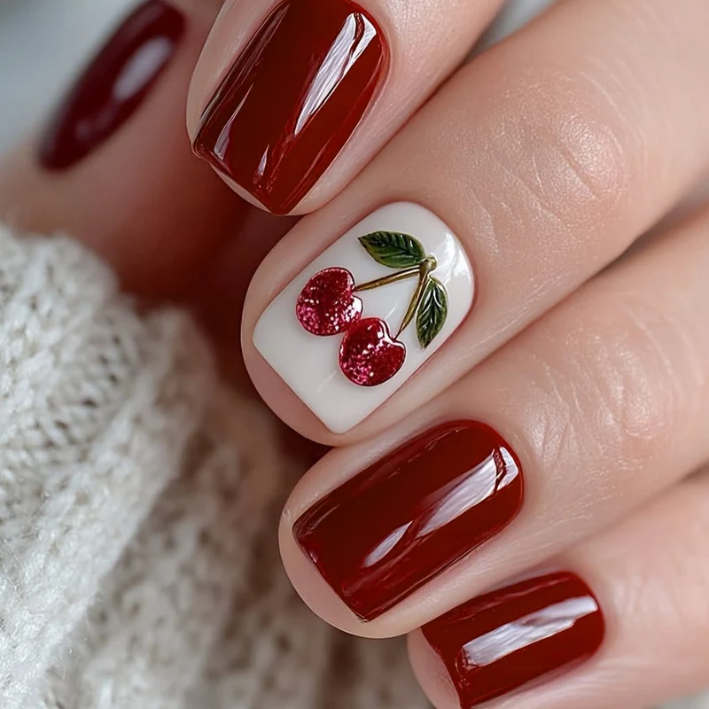 Künstlerische Kirsch-Themen Nagelkunst Extensions Karnz