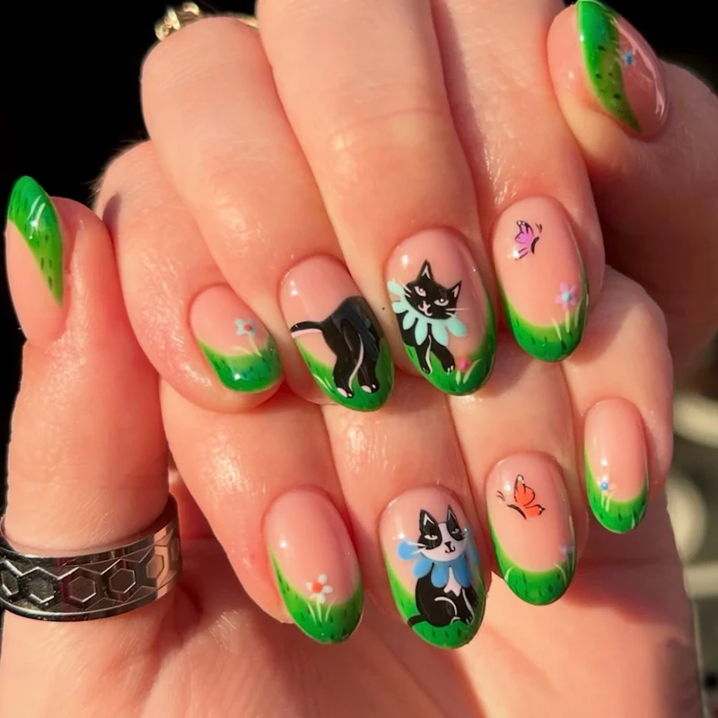 Künstlerische katzeninspiriert Nagelkunst Karnz